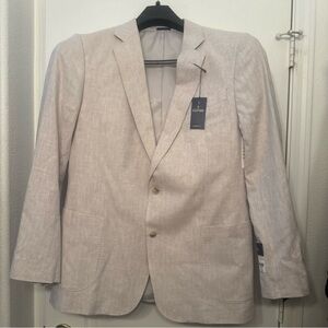 New Stafford Sport Coat Mens 46 L  Big and Tall Cream Beige Linen Cotton $160